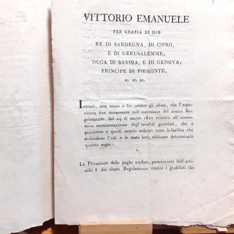 Regie Determinazioni - Riguardando gli invalidi giubilati 1820