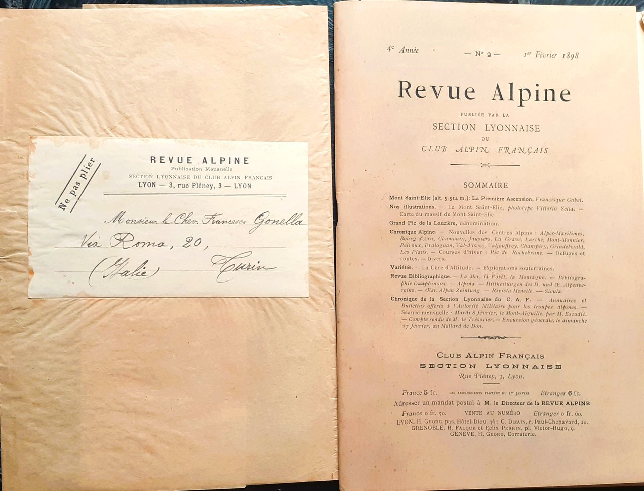 REVUE ALPINE n^2 Févier 1898 ampio servizio La primière Ascension …