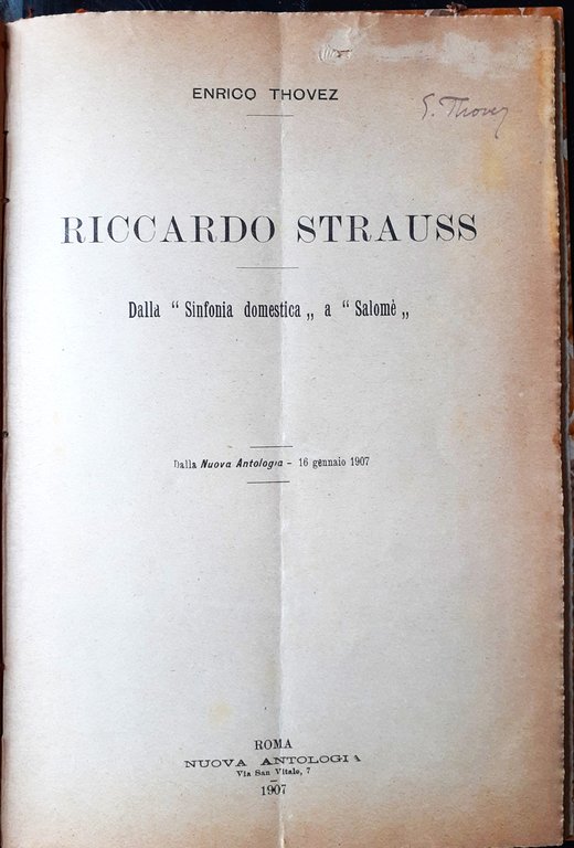 Riccardo Strauss Dalla "sinfonia domestica" a "Salomé" dalla Nuova Antologia …