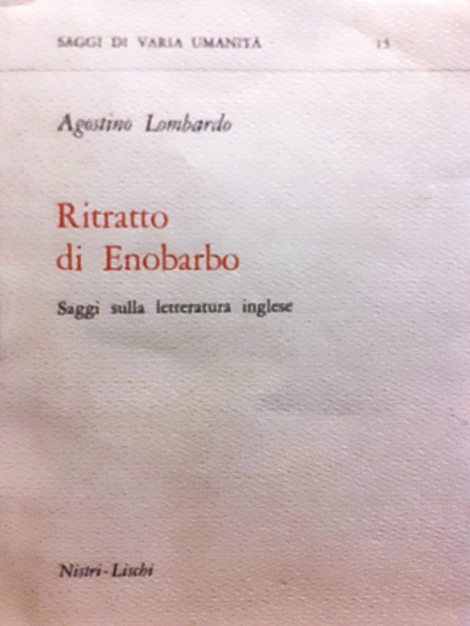Ritratto di Enobarbo. Saggi sulla letteratura inglese