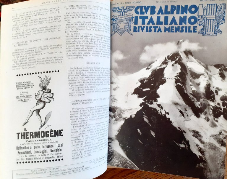 Rivista Club Alpino Italiano annata completa rilegata 1930