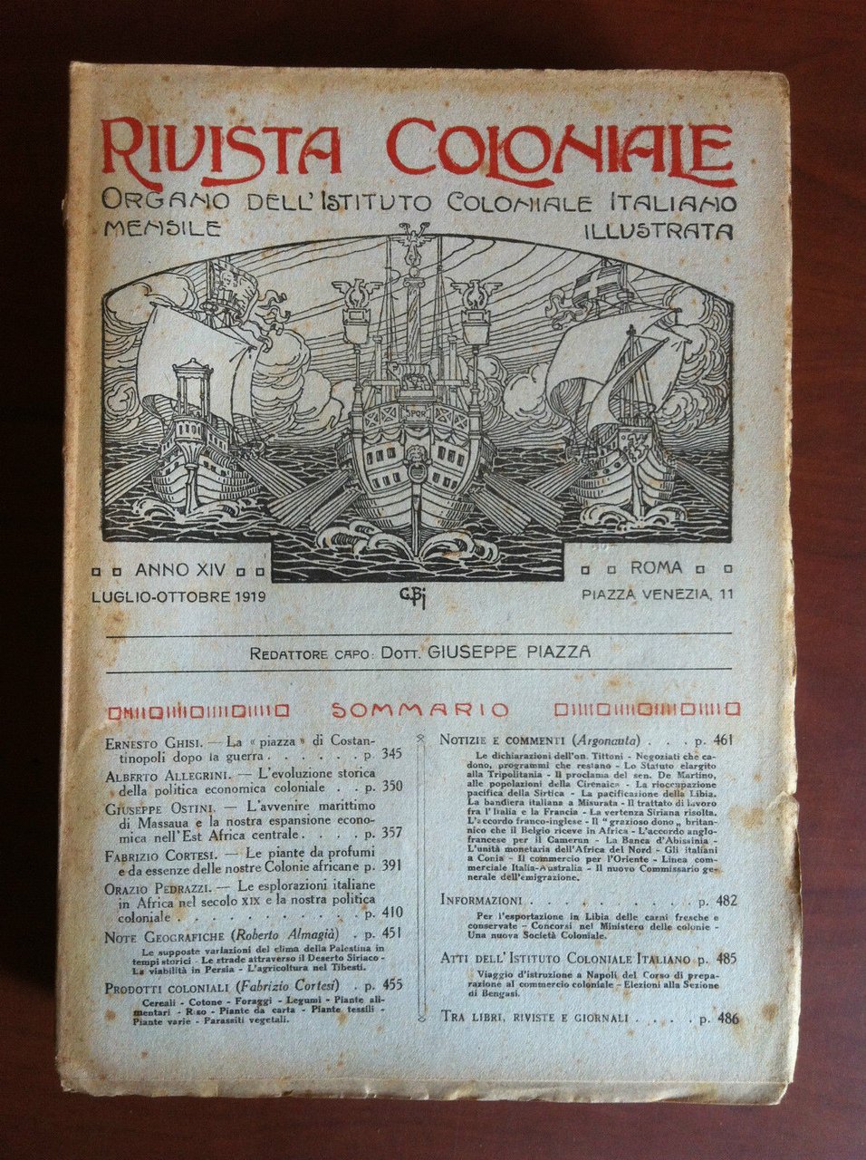 Rivista Coloniale Anno XIV Luglio/Ottobre 1919 - E16922