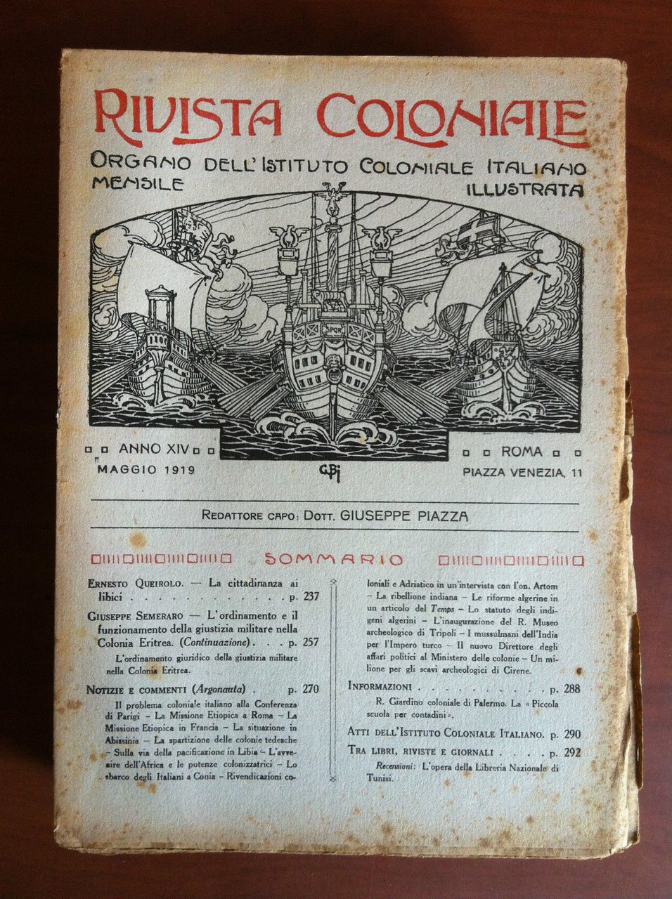 Rivista Coloniale Anno XIV Maggio 1919 - E16920