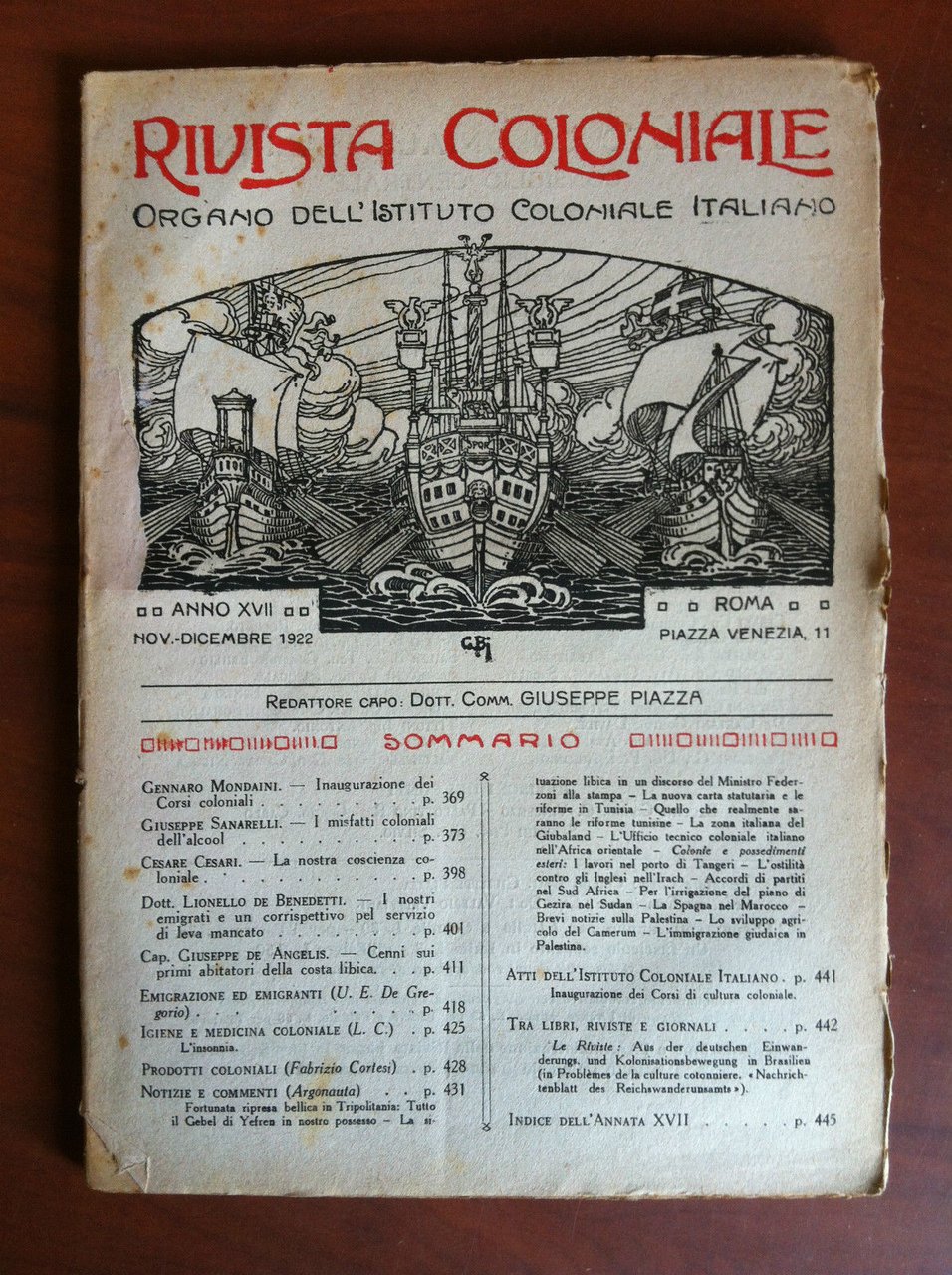 Rivista Coloniale Anno XVII Novembre/Dicembre 1922 - E16929