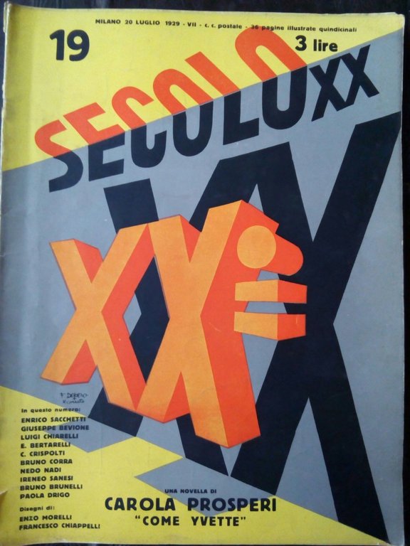 Rivista completa XX Secolo copertina Depero  n^ 19 - 20 luglio 1929