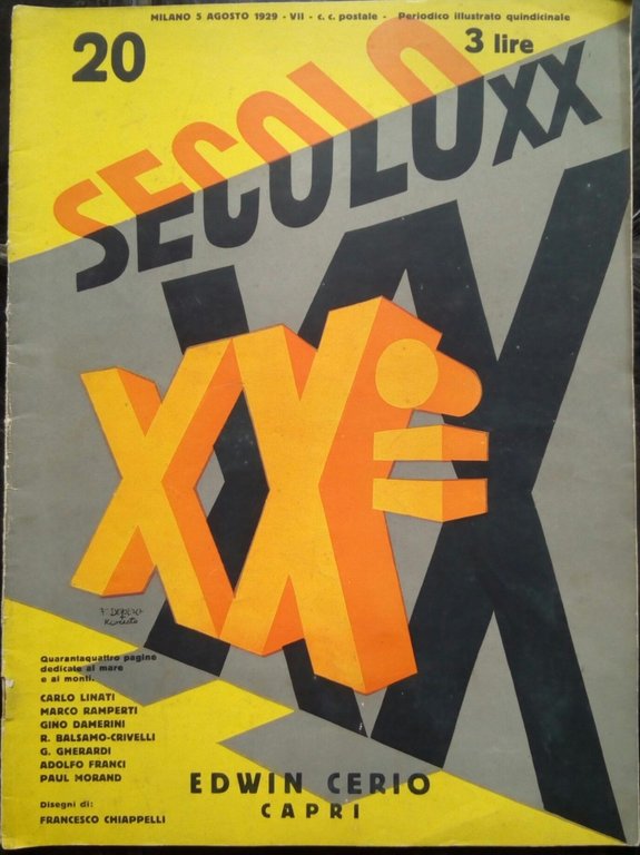 Rivista completa XX Secolo copertina Depero  n^ 20 - 5 agosto 1929