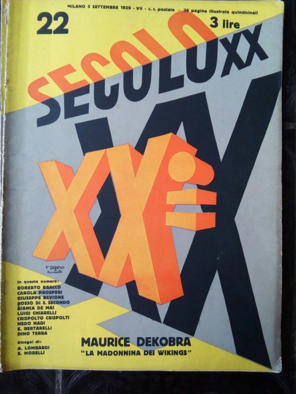 Rivista completa XX Secolo copertina Depero  n^ 22 - 5 settembre 1929