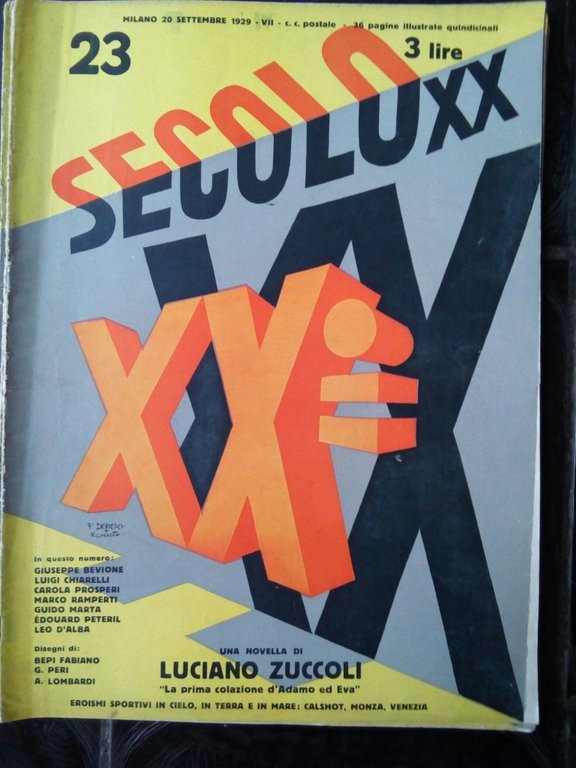 Rivista completa XX Secolo copertina Depero  n^ 23 - 20 settembre 1929