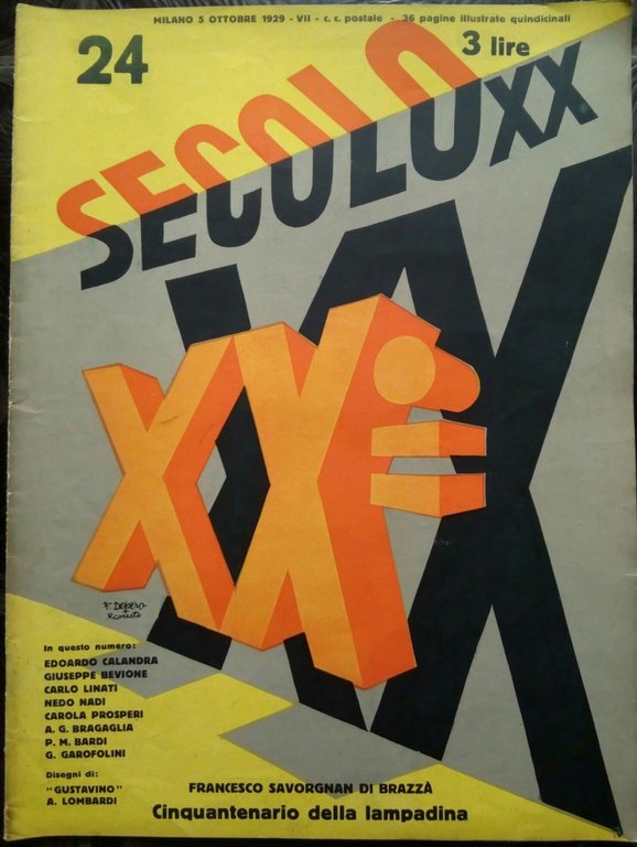 Rivista completa XX Secolo copertina Depero  n^ 24 - 5 ottobre 1929