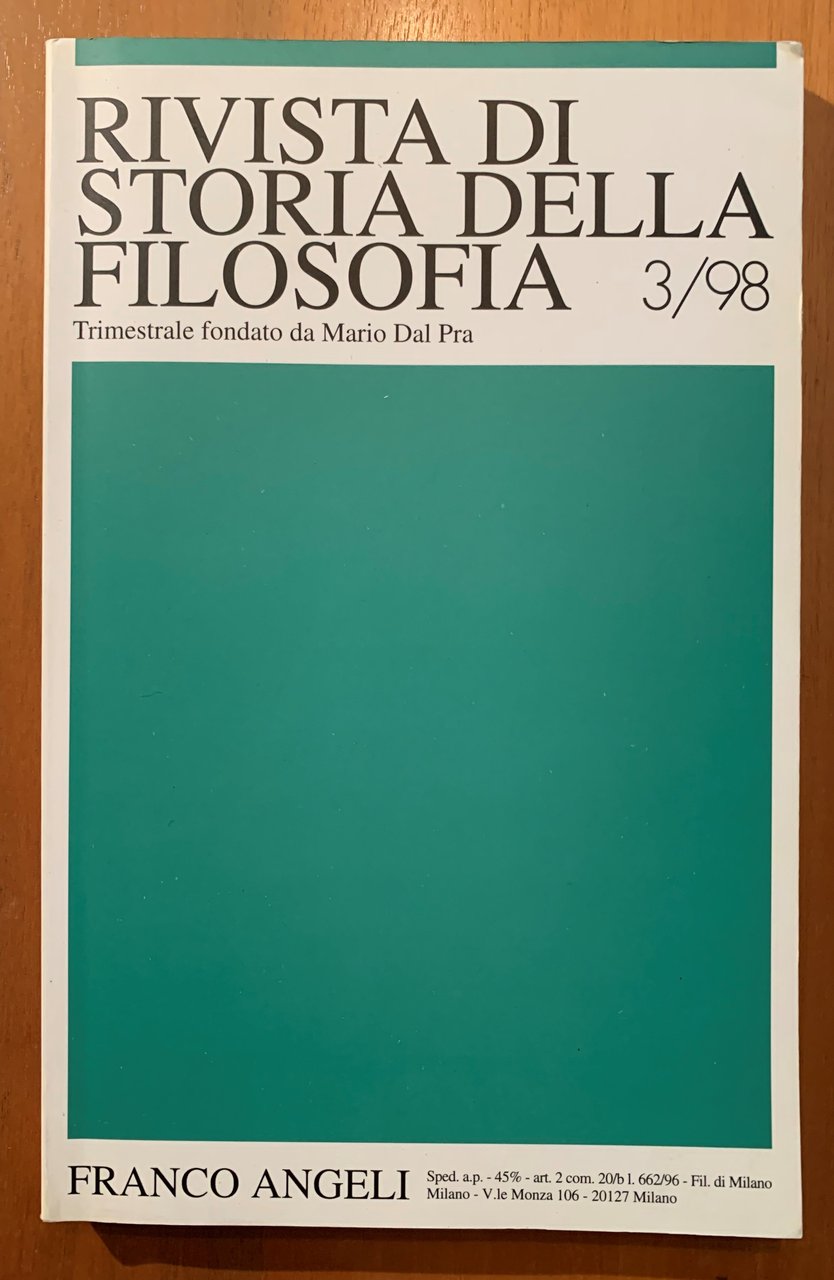 Rivista di Storia della Filosofia. Trimestrale fondato da Mario Dal …