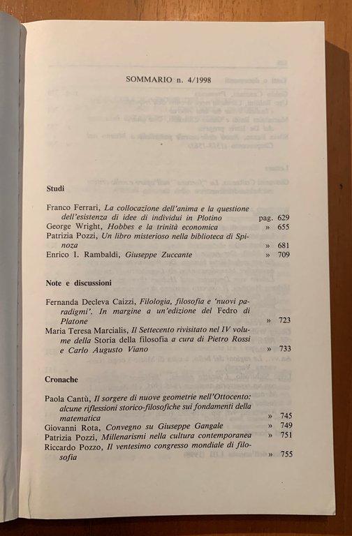 Rivista di Storia della Filosofia. Trimestrale fondato da Mario Dal …