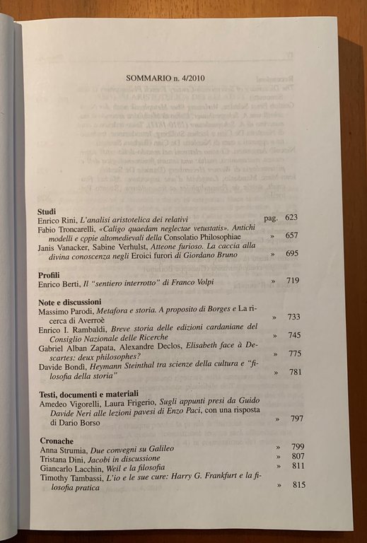Rivista di Storia della Filosofia. Trimestrale fondato da Mario Dal …
