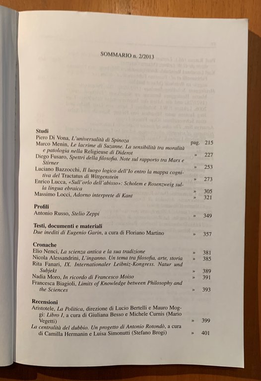 Rivista di Storia della Filosofia. Trimestrale fondato da Mario Dal …