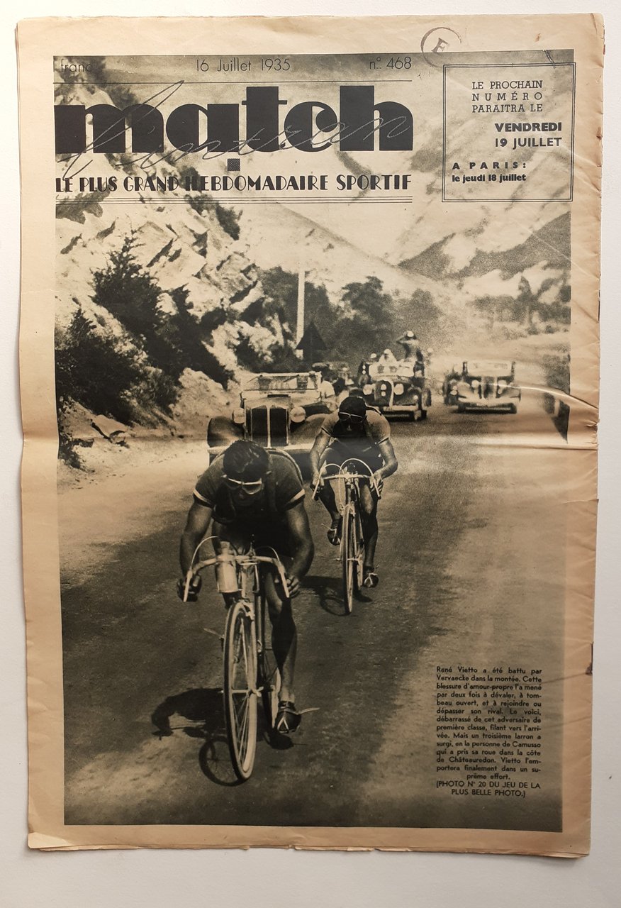 Rivista Match Tour de France 1935 Francesco Camusso in 4^ …