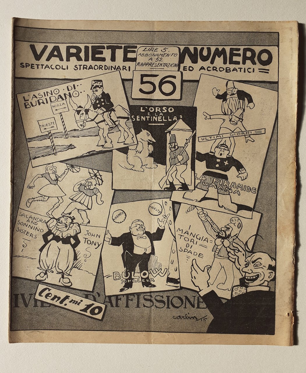 Rivista Numero - 56 settimanale umoristico Torino 17 gennaio 1915