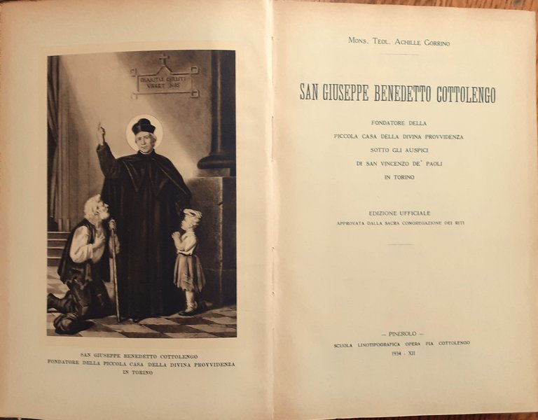 San Giuseppe Benedetto Cottolengo Scuola Linotipografica Pinerolo 1934