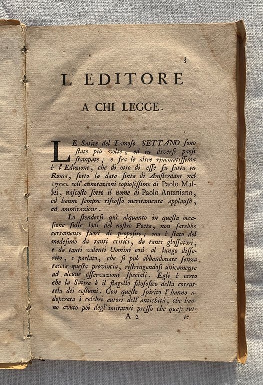 Satire di Settano tradotte in Terza Rima dallo stesso Autore. …