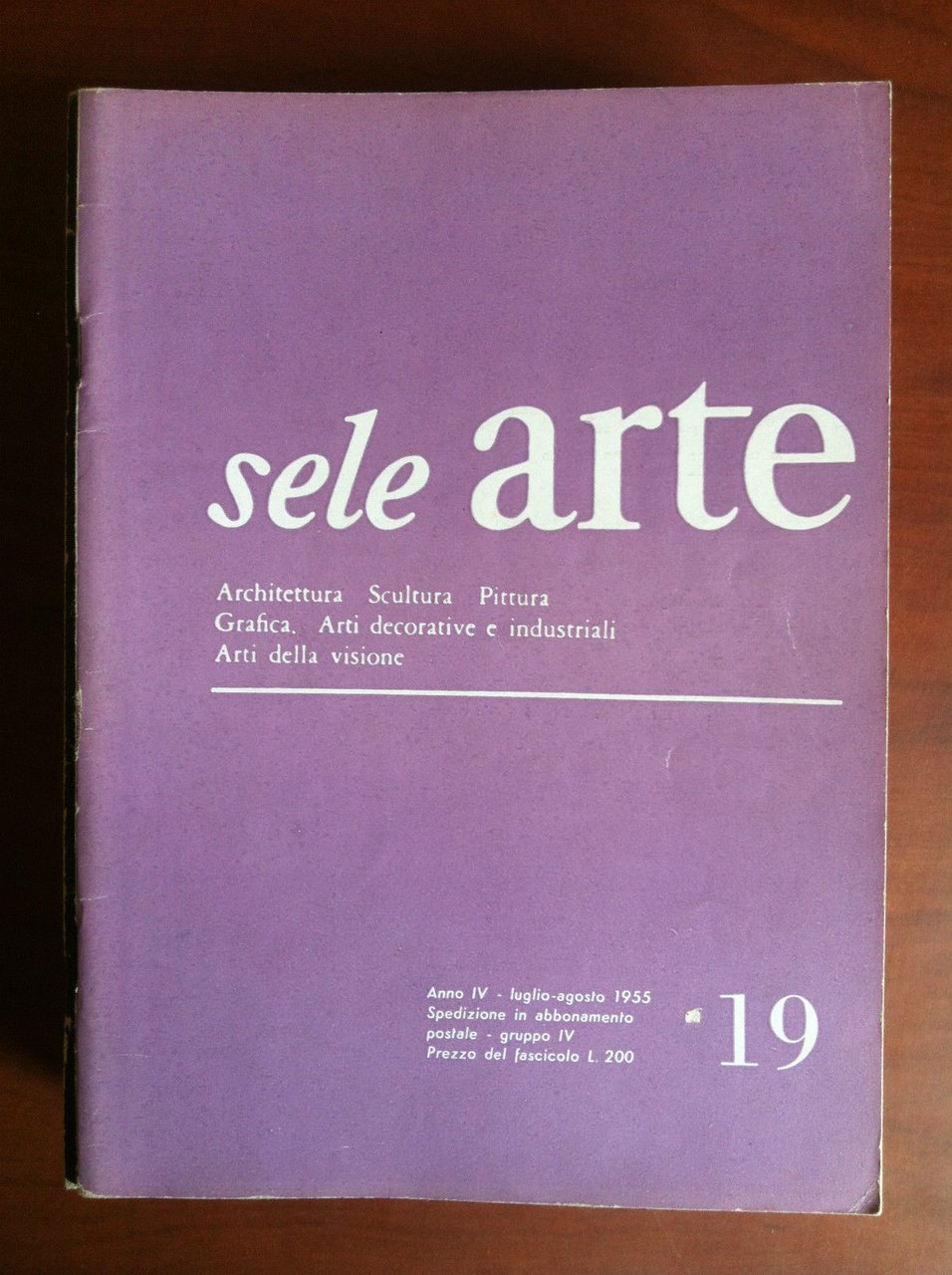 sele ARTE Anno IV n^ 19 Luglio-Agosto 1955 - E17645