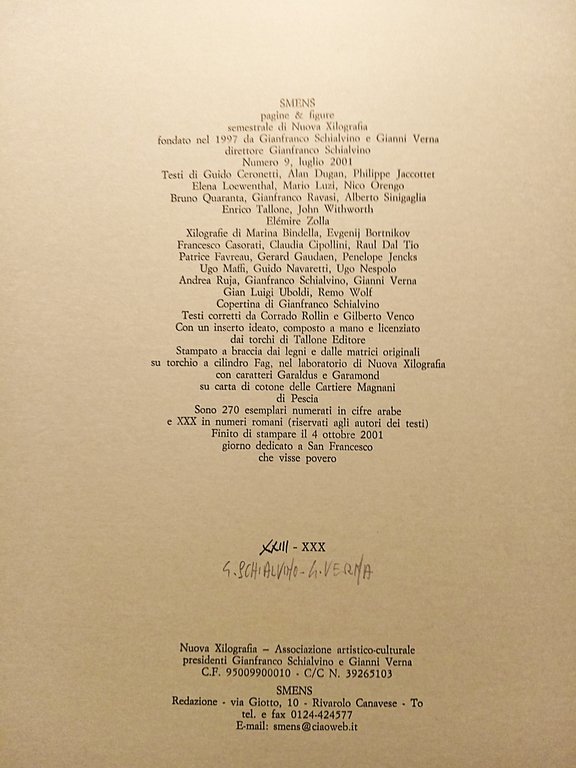 SMENS numero 9 "VERBA-RES" Torino 2001
