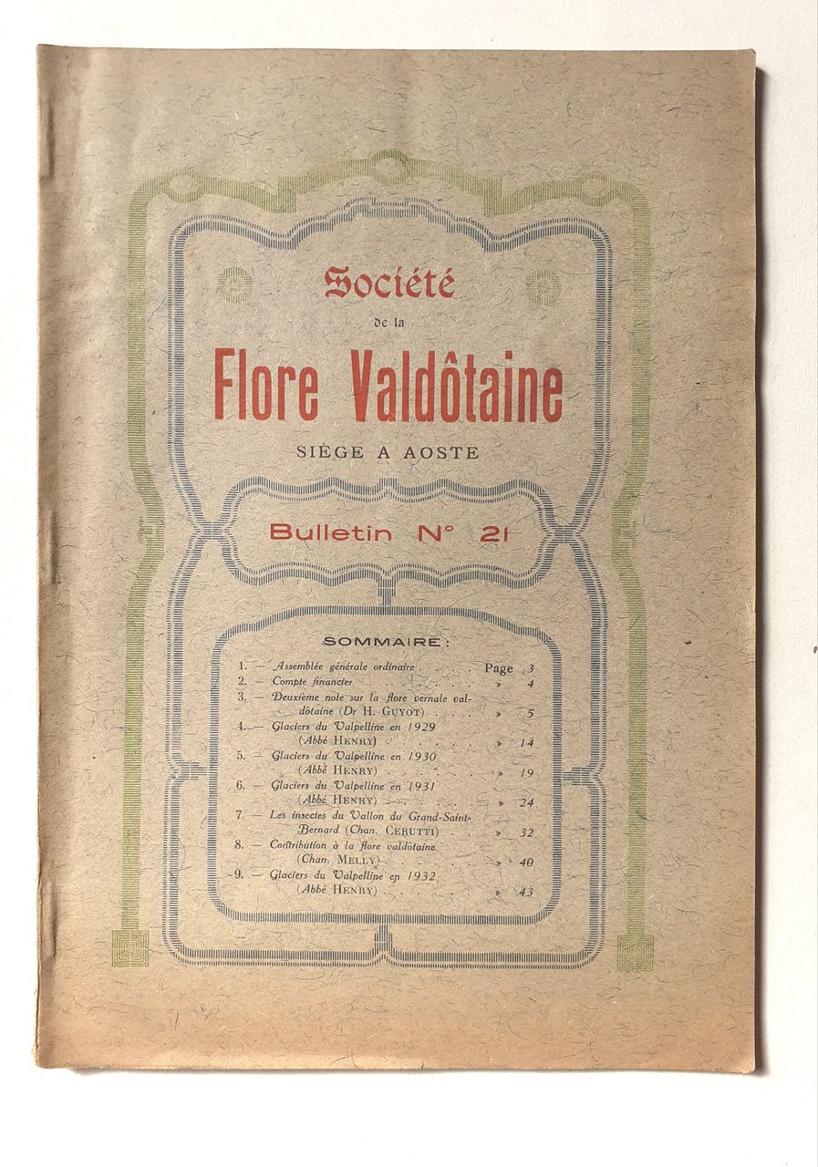 Société de la Flore Valdotaine bollettino N^ 21 1932