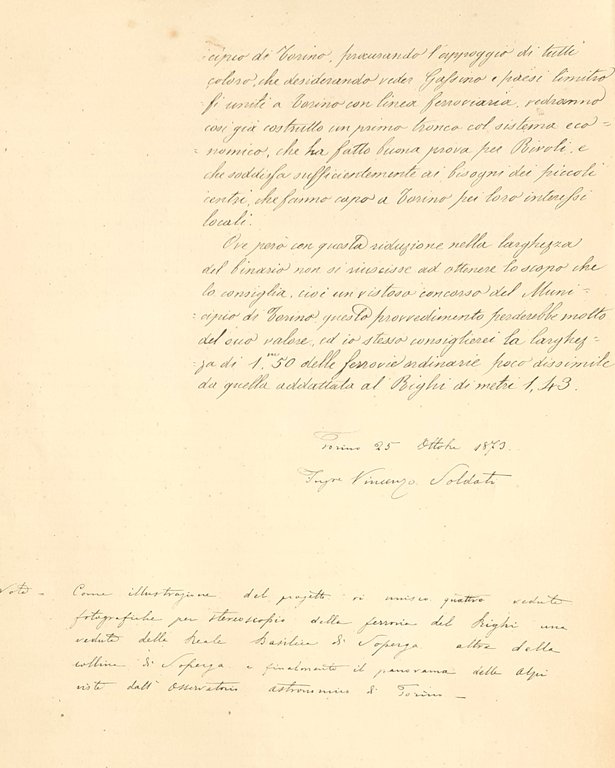 Soperga Progetto di massima della Ferrovia e Villa Torino 1873