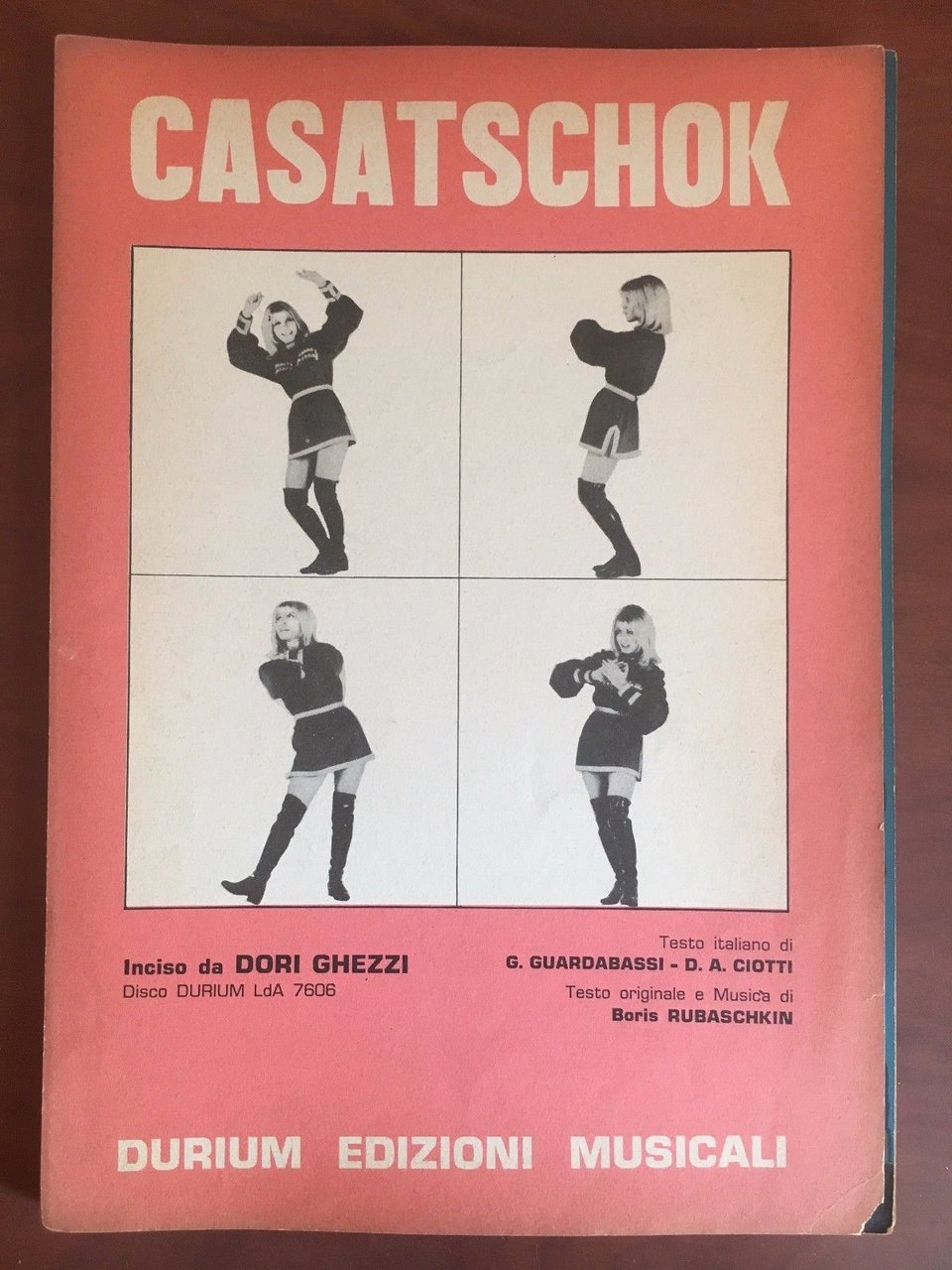 Spartito musicale Casatschok Dori Ghezzi Ed Durium 1969 - E22701