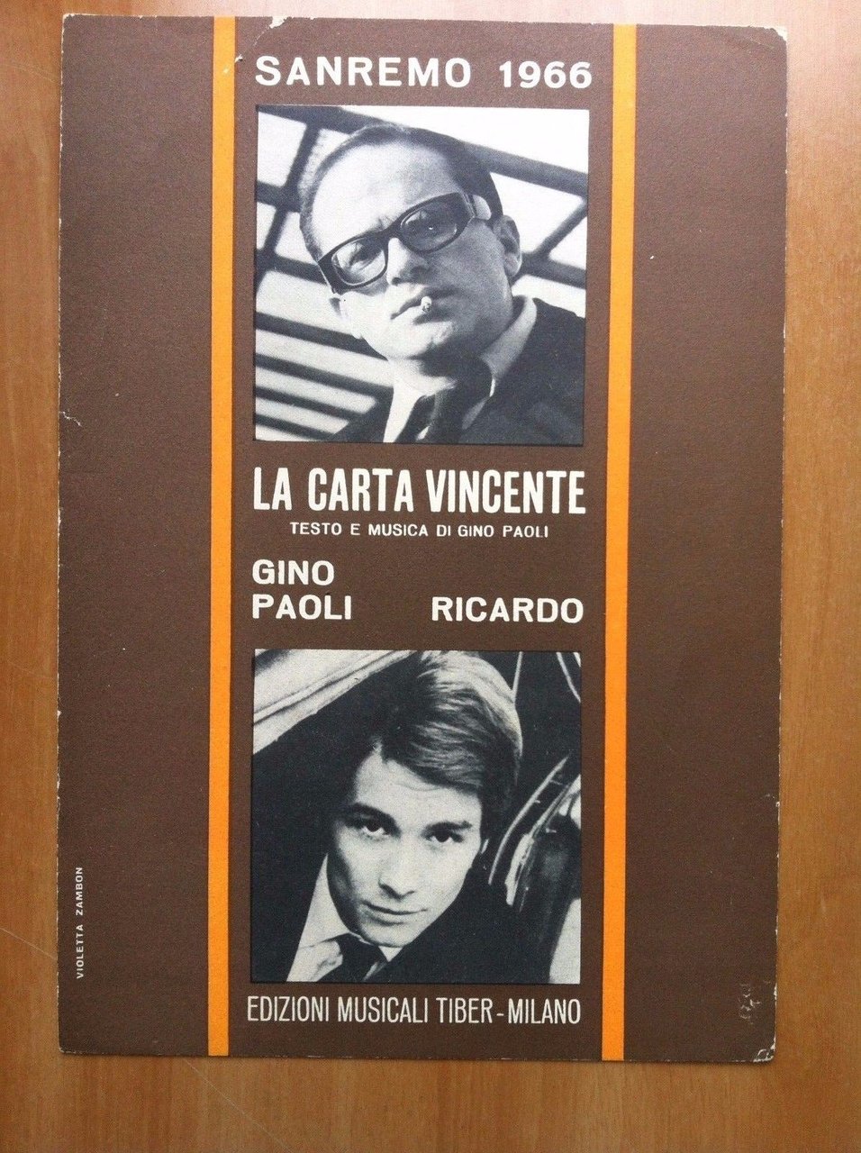 Spartito musicale La carta vincente Sanremo 1966 Gino Paoli Ricardo …