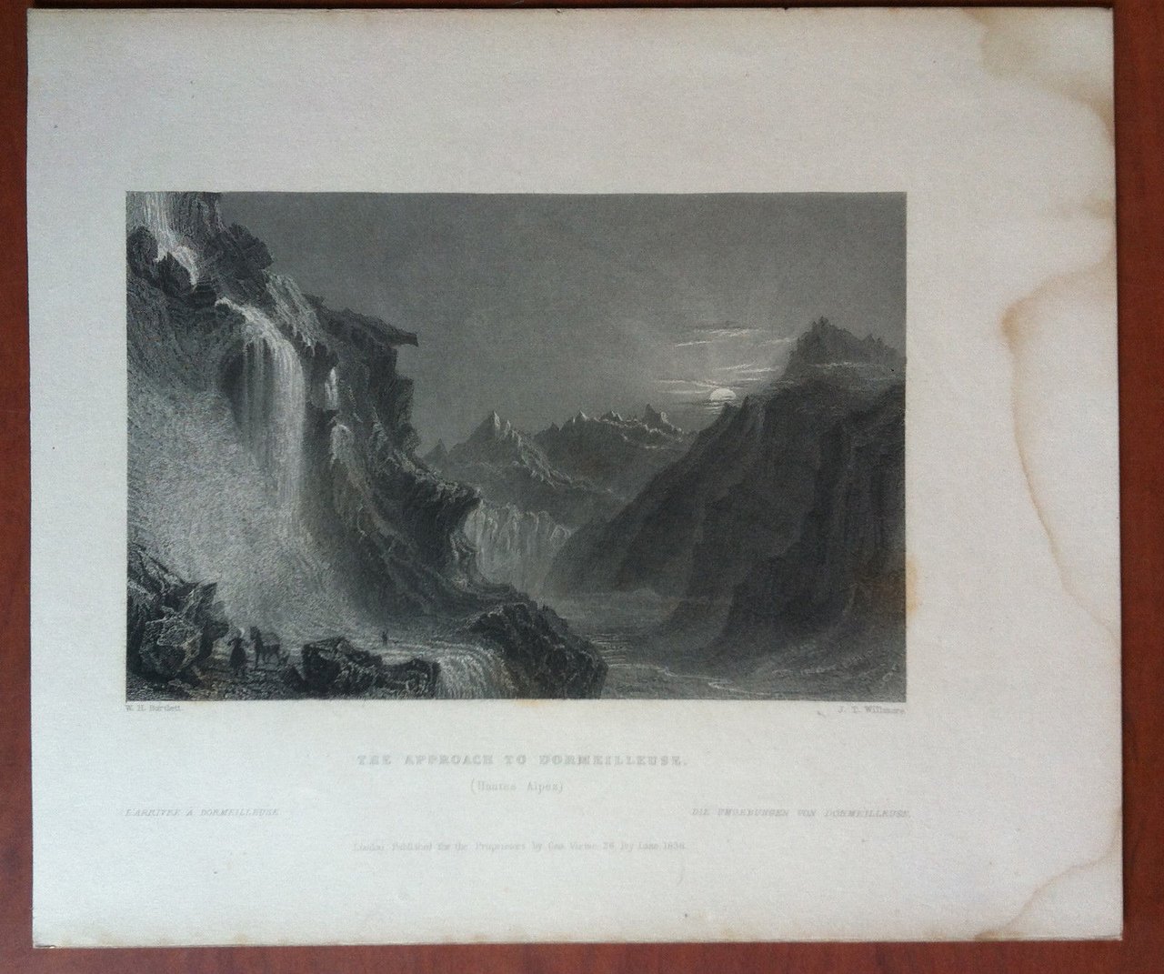 Stampa Valdese originale 1836 Hautes Alpes W.H. Bartlett J.T. Willmore …