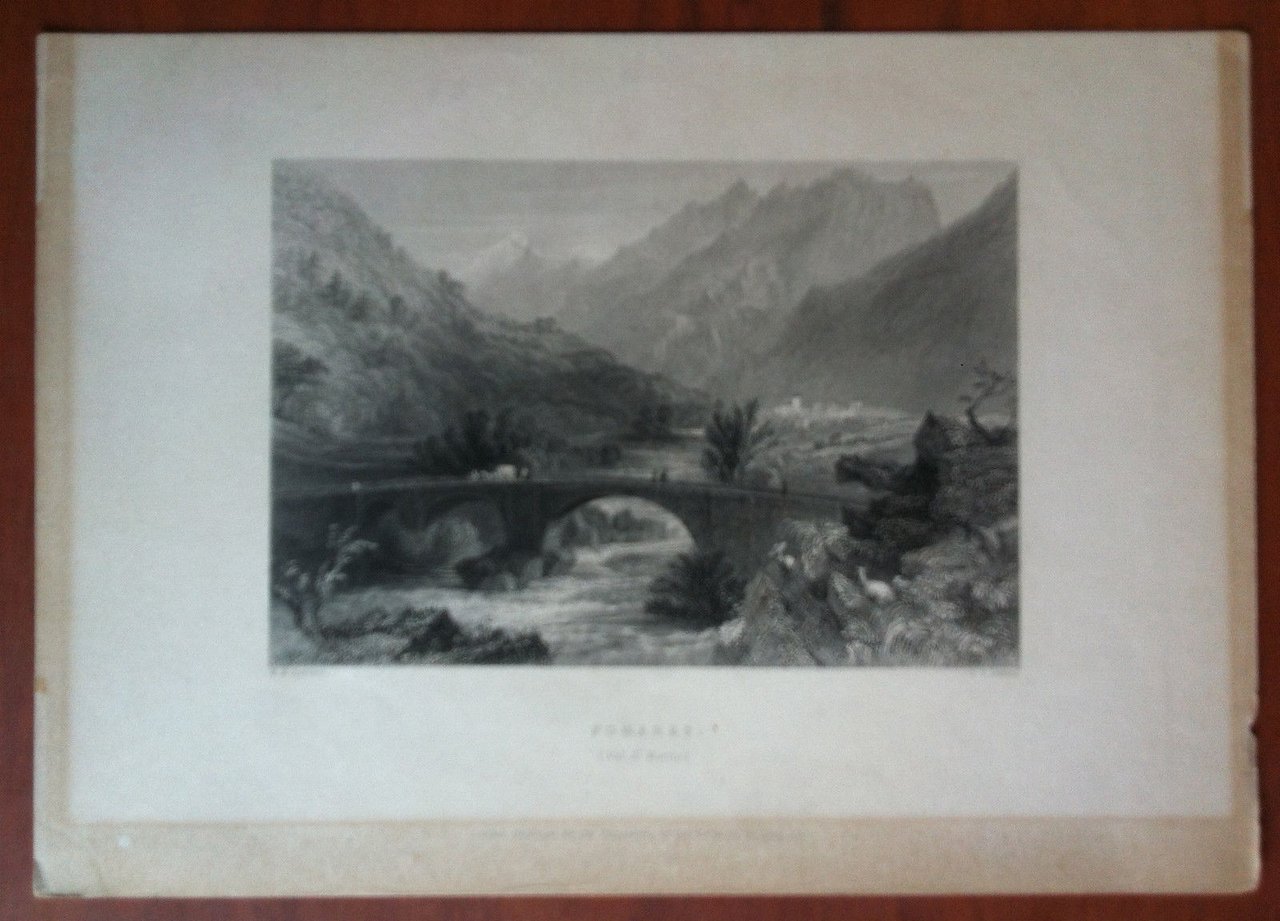 Stampa Valdese originale 1837 Pomaret W.H. Bartlett S.T. Davies - …