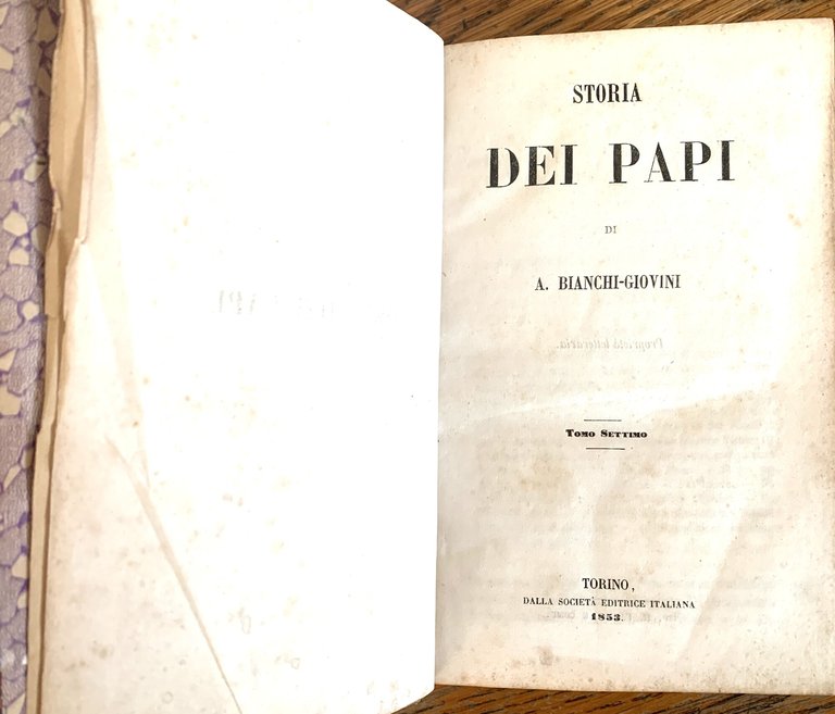 Storia dei PAPI rilegato d'epoca con due tomi 7^ e …