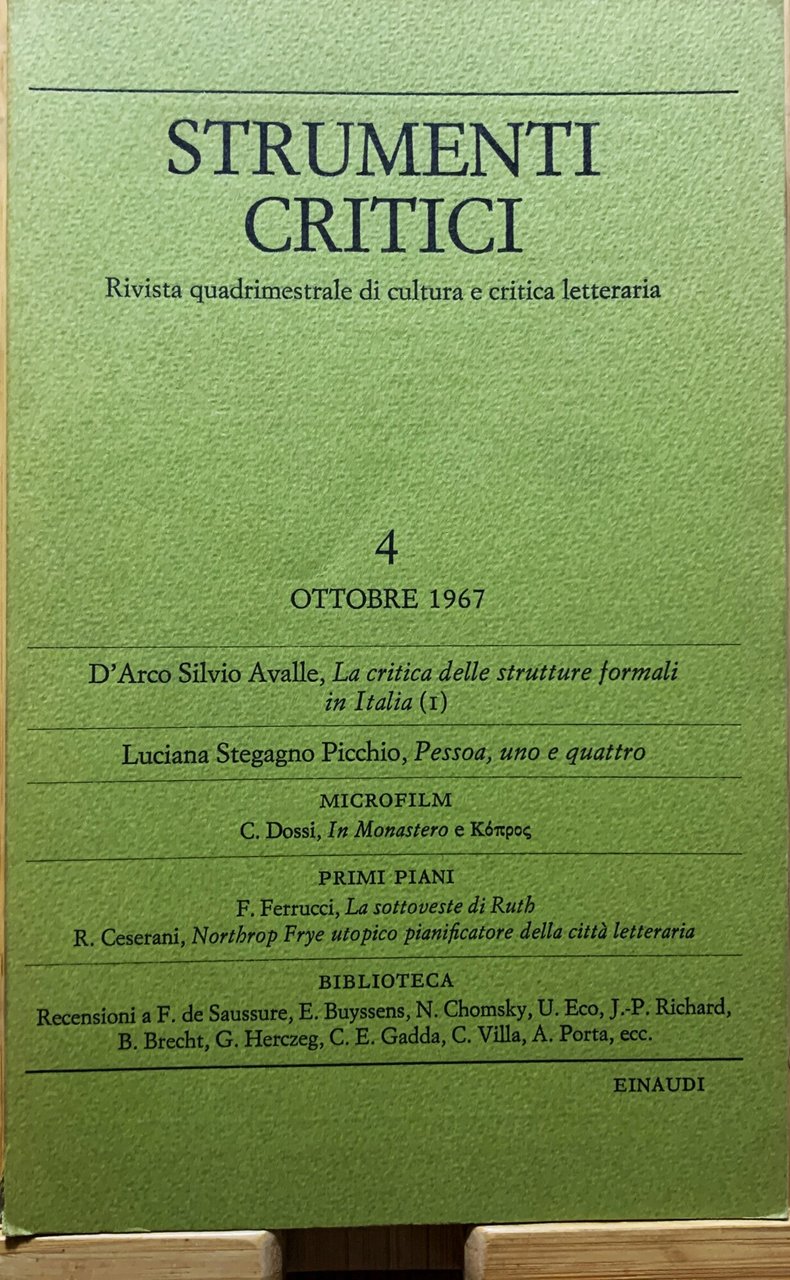 Strumenti critici. Rivista quadrimestrale di cultura e critica letteraria (Anno … | Immagine principale