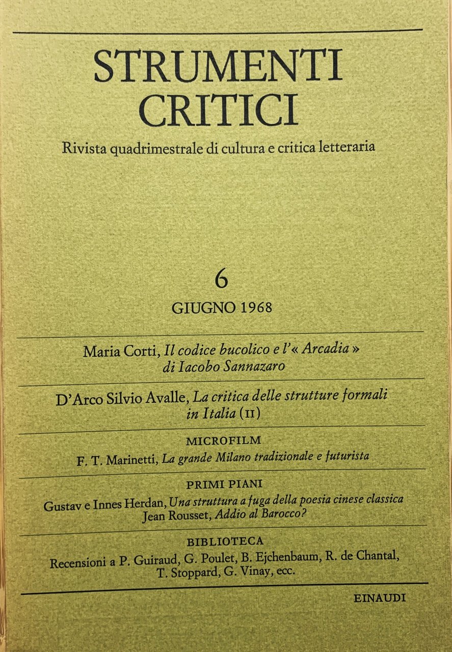 Strumenti critici. Rivista quadrimestrale di cultura e critica letteraria (Anno …