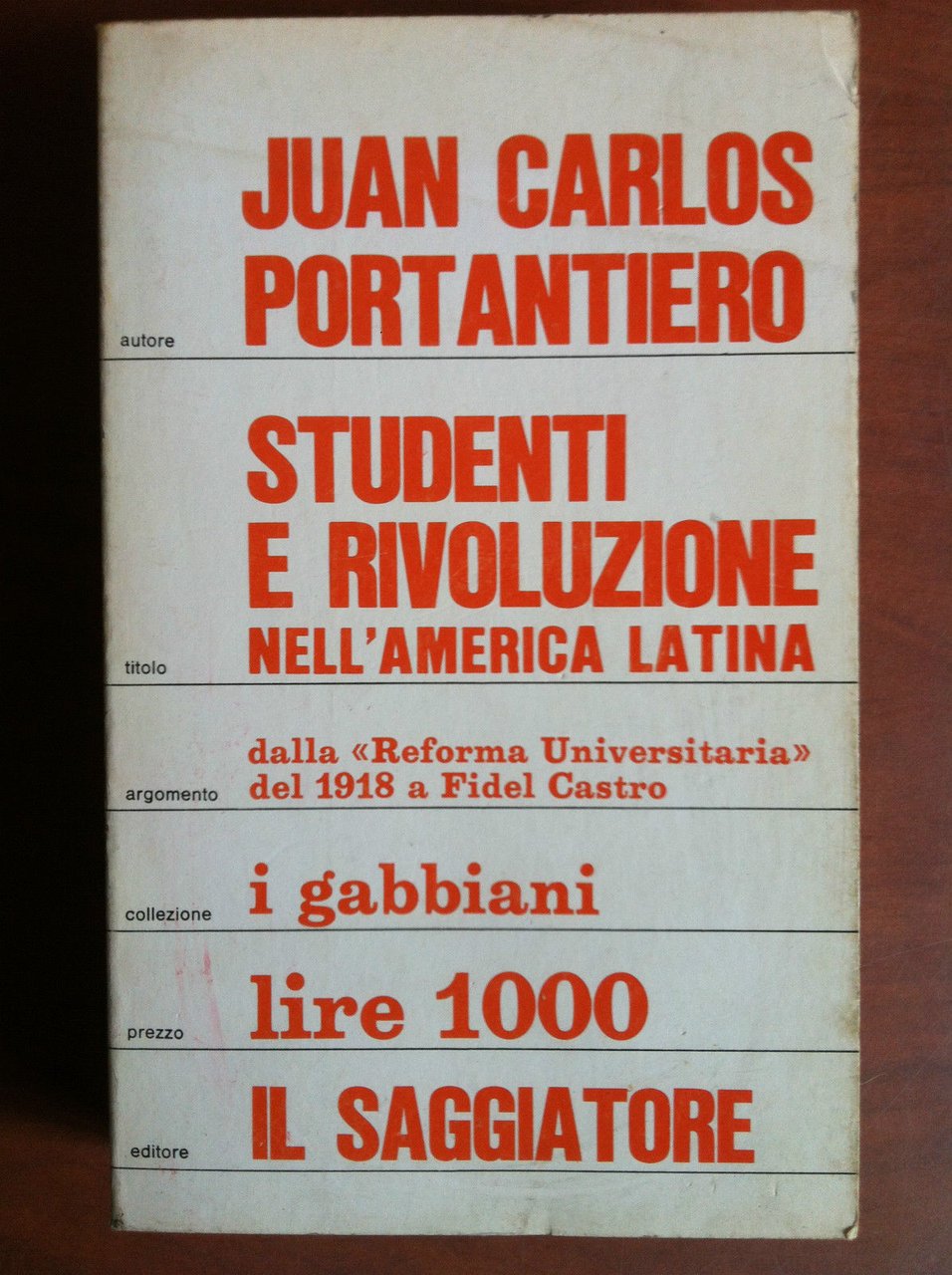 Studenti e rivoluzione nell'America Latina Juan Carlos Portantiero 1971 - …