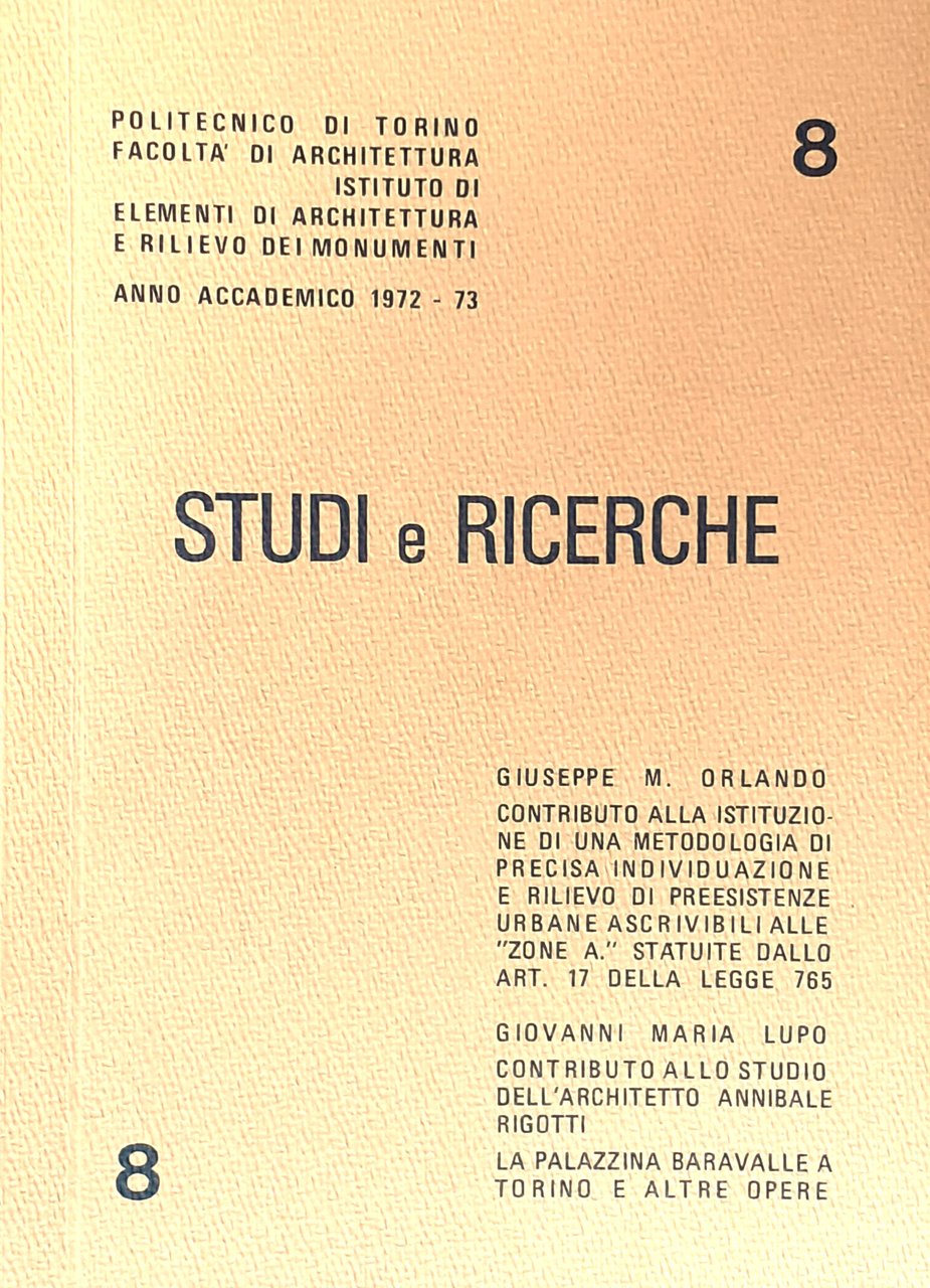 Studi e Ricerche Politecnico di Torino 1973 con cinque fotografie …