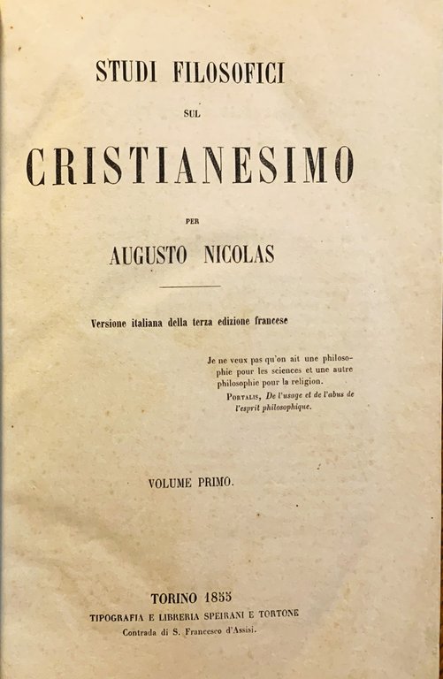 Studi filosofici sul Cristianesimo (due tomi per quattro volumi)