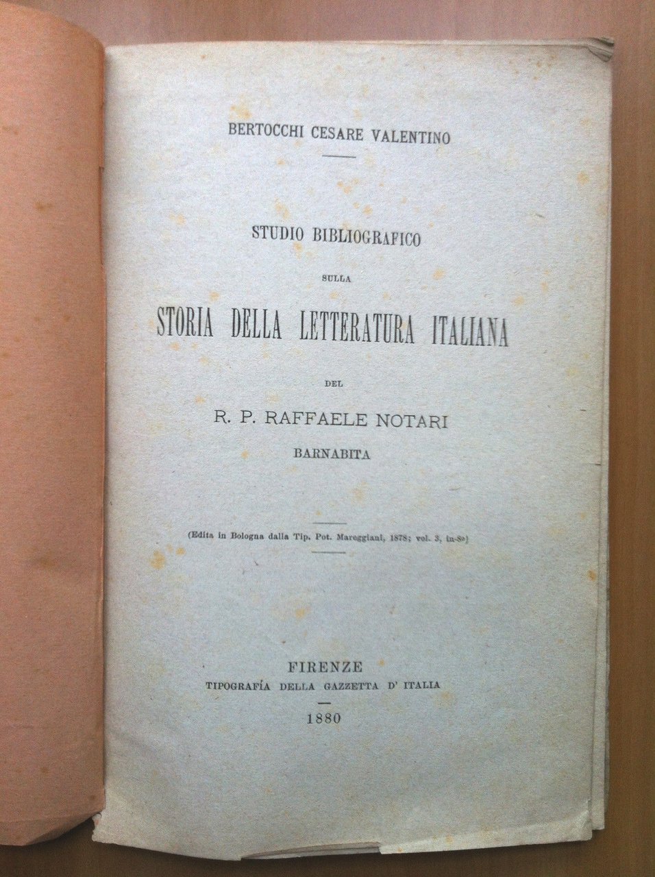Studio bibliografico sulla storia della letteratura italiana Notari 1880- E14542 | Immagine principale