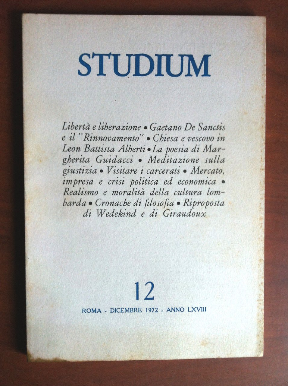 Studium n^ 12 anno LXVIII Dicembre 1972 - E13569