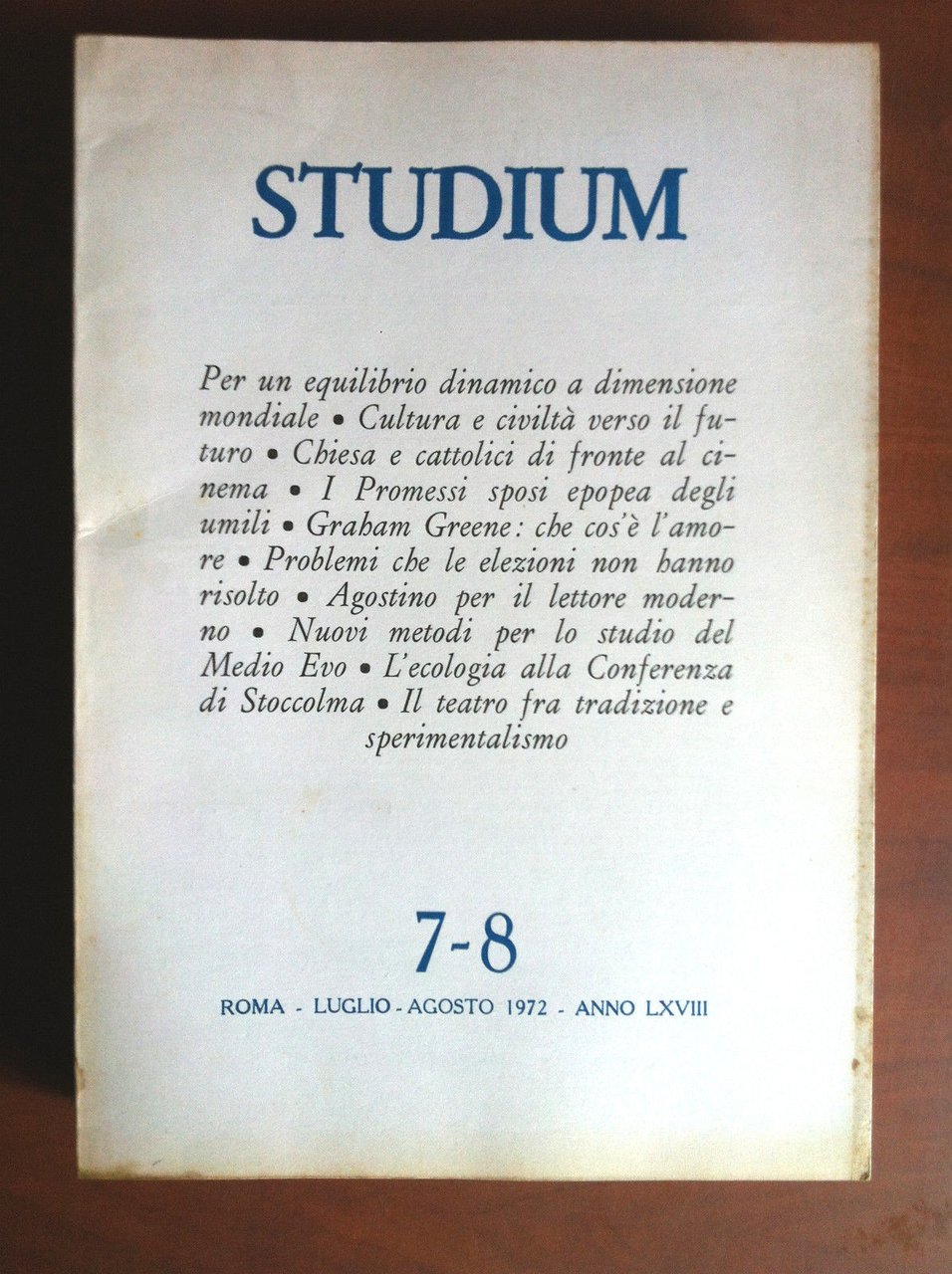 Studium n^ 7-8 anno LXVIII Luglio-Agosto 1972 - E13565 | Immagine principale