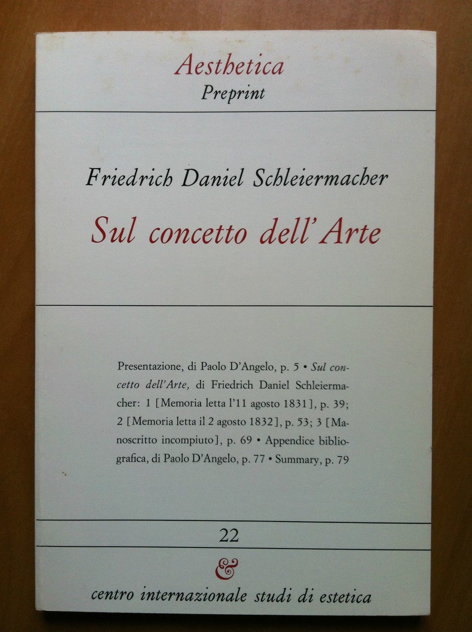 Sul concetto dell'Arte F. D. Schleiermacher Aesthetica n^ 22 - …