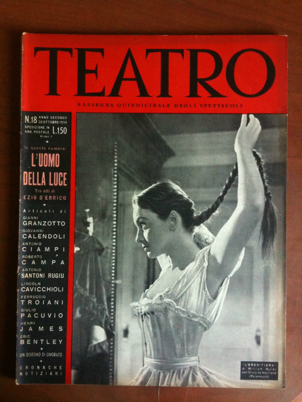 Teatro n^ 18 Anno secondo 20 Ottobre 1950 Cover Olivia … | Immagine principale