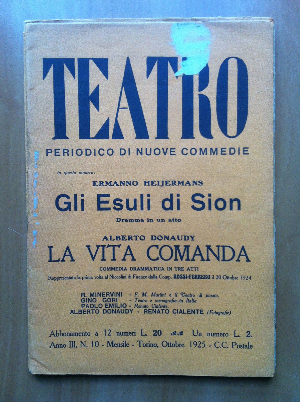 Teatro periodico di nuove commedie Anno III n^ 10 Ottobre …