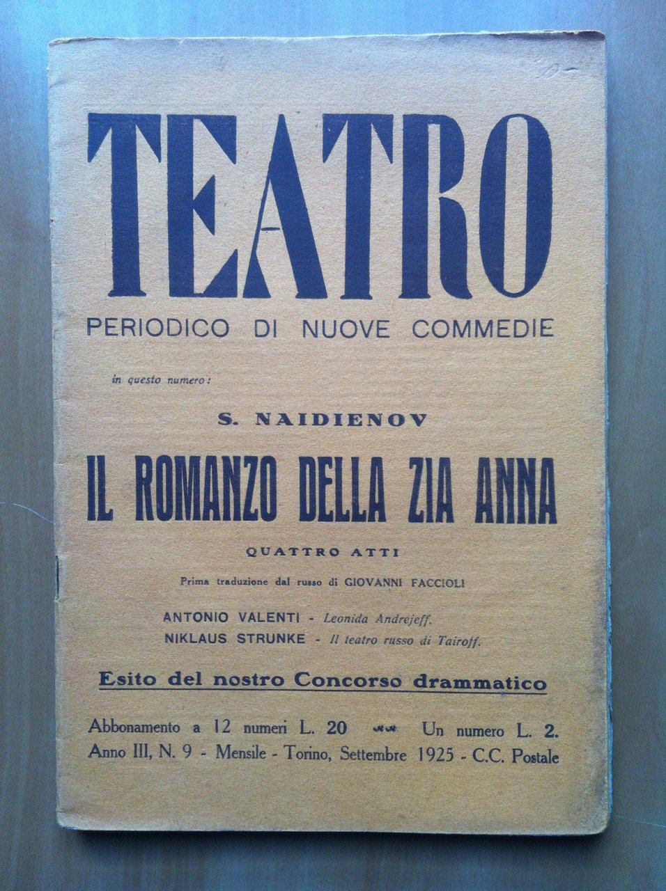 Teatro periodico di nuove commedie Anno III n^ 9 Settembre …