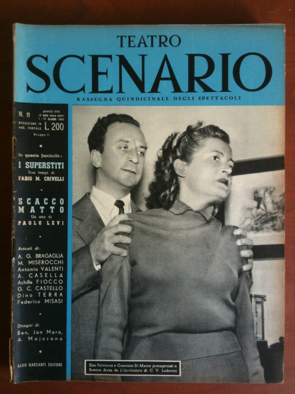 Teatro Scenario n^ 11 Anno XVII Giugno 1953 Cover Polverosi …