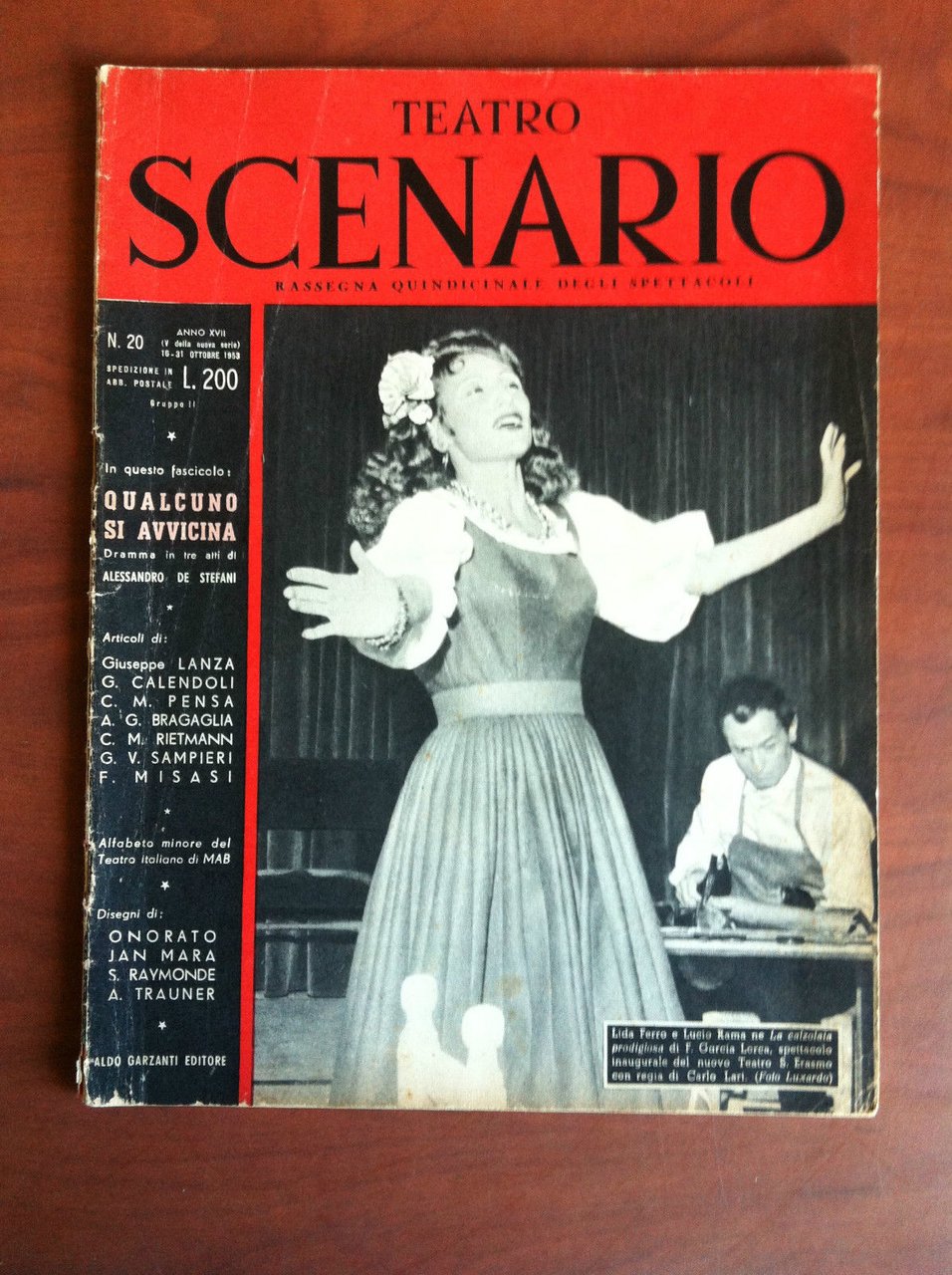 Teatro Scenario n^ 20 Anno XVII Otobre 1953 Cover Lida …