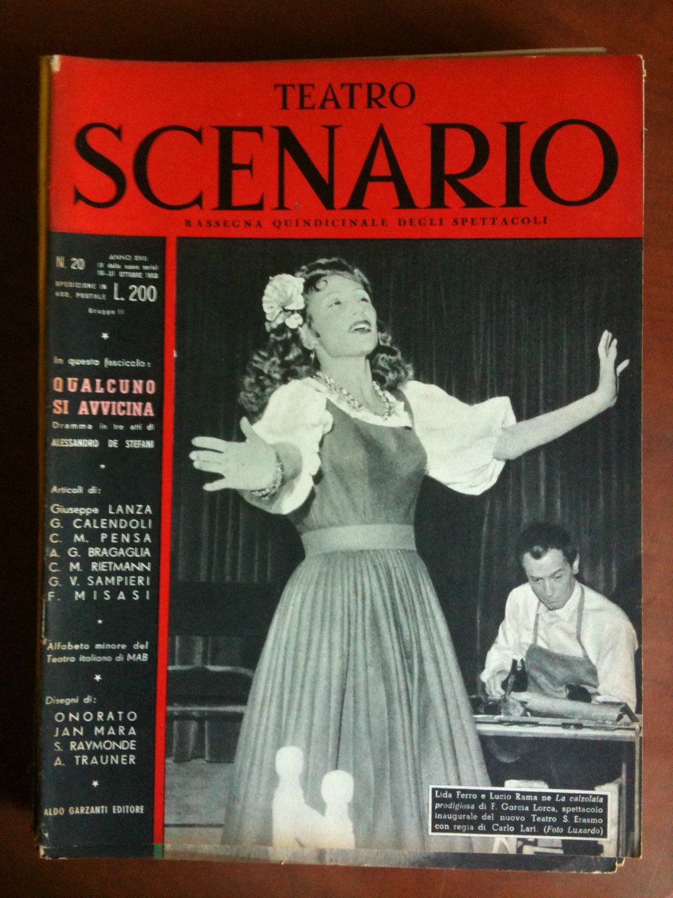 Teatro Scenario n^ 20 Anno XVII Ottobre 1953 Cover Lida … | Immagine principale