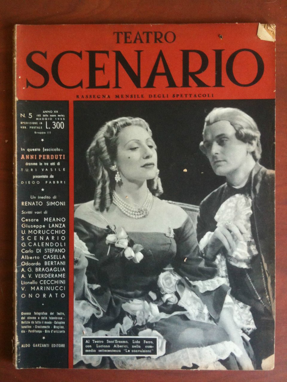Teatro Scenario n^ 5 Anno XIX Maggio 1955 Cover Lida …
