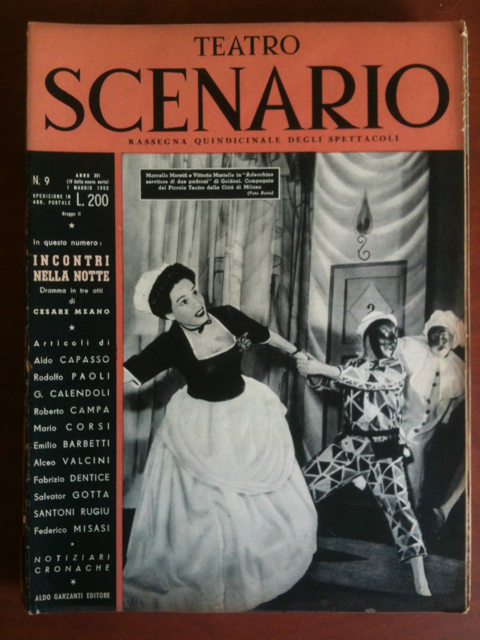 Teatro Scenario n^ 9 Anno XVI Maggio 1952 Cover Moretti …