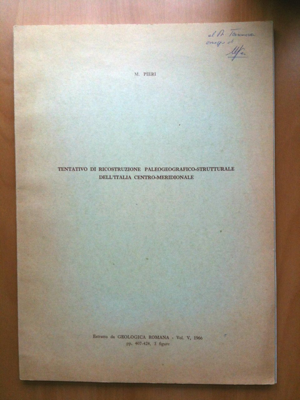 Tentativo ricostruzione paleografico-strutturale Italia centro-meridionale 1966