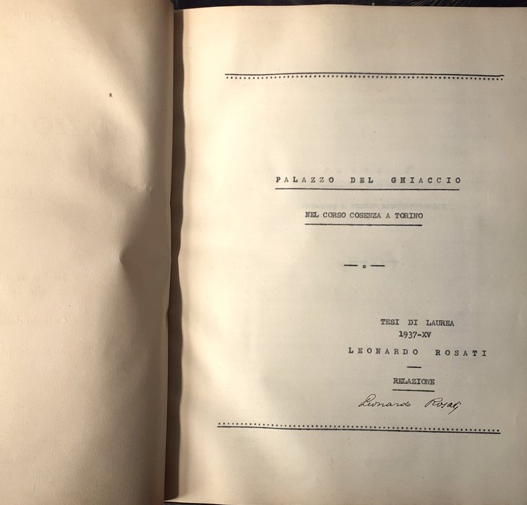 Tesi di Laurea "Palazzo del Ghiaccio in Corso Cosenza aTorino" …