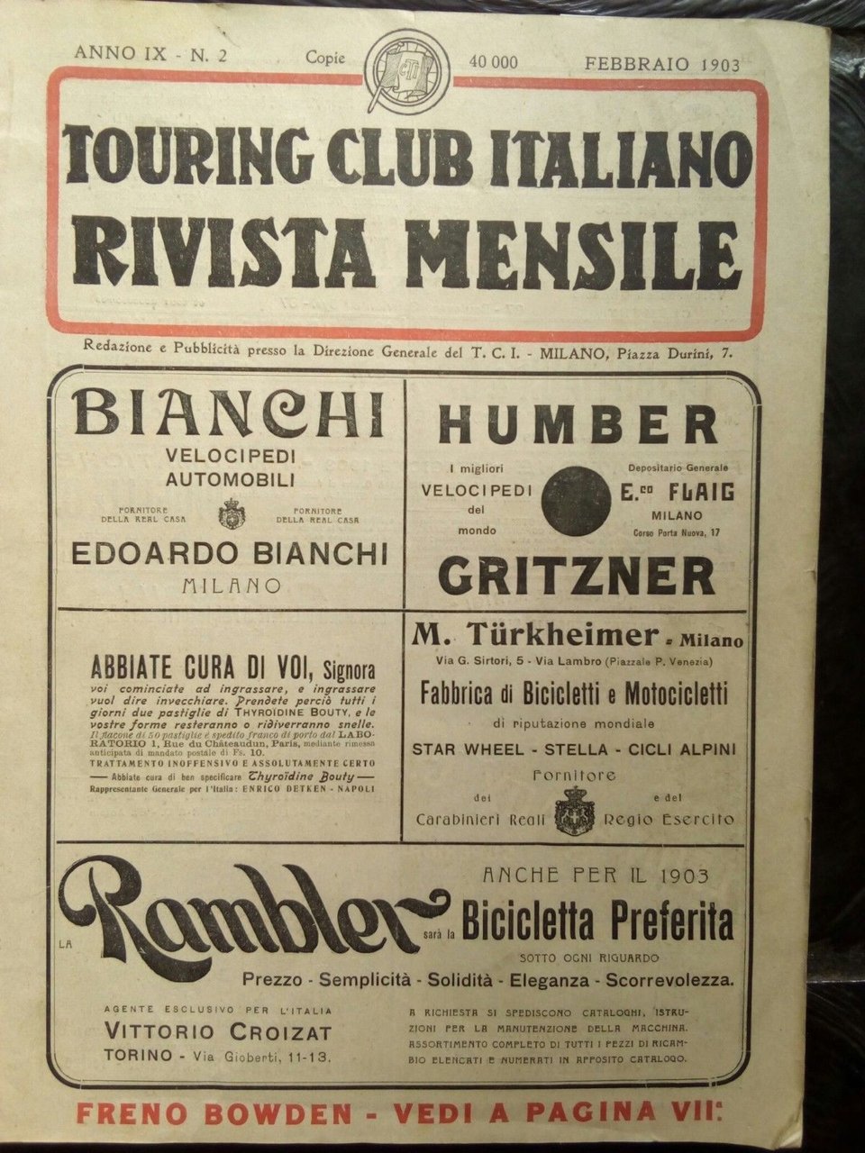 Touring Club Italiano rivista febbraio 1903